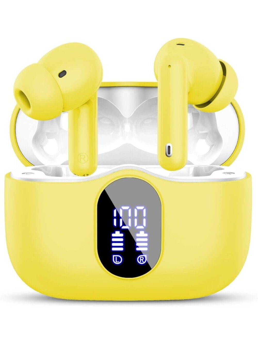 Wireless Yellow Bass Stereo Noise Cancelling 36H Playtime Bluetooth 5.3 Earbud